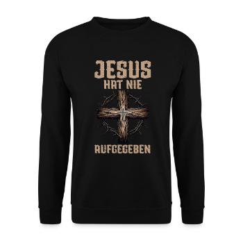 Jesus Christlich Katholiken Gläubiger Gottesdienst - Unisex Pullover - Schwarz - Vorne - Alina (178cm) & Michal (187cm)