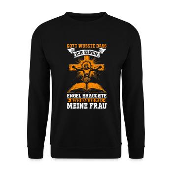 Service d’adoration des croyants catholiques chrétiens de Jésus - Sweat-shirt Unisexe - noir - Devant - Alina (178cm) & Michal (187cm)