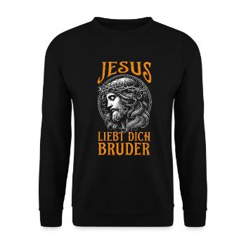 Jesus Christlich Katholiken Gläubiger Gottesdienst - Unisex Pullover - Schwarz - Vorne - Alina (178cm) & Michal (187cm)