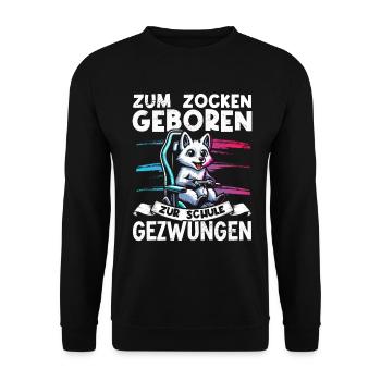Né pour jouer, forcé d’aller à l’école, le renard arctique - Sweat-shirt Unisexe - noir - Devant - Alina (178cm) & Michal (187cm)