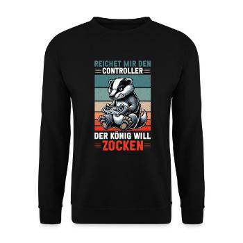 Il me tend la manette que le roi veut jouer - Sweat-shirt Unisexe - noir - Devant - Alina (178cm) & Michal (187cm)