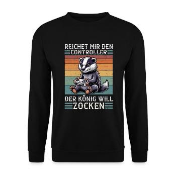 Il me tend la manette que le roi veut jouer - Sweat-shirt Unisexe - noir - Devant - Alina (178cm) & Michal (187cm)