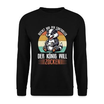 Il me tend la manette que le roi veut jouer - Sweat-shirt Unisexe - noir - Devant - Alina (178cm) & Michal (187cm)