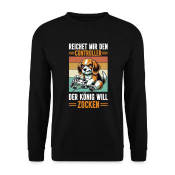 Il me tend la manette que le roi veut jouer - Sweat-shirt Unisexe - noir - Devant - Alina (178cm) & Michal (187cm)
