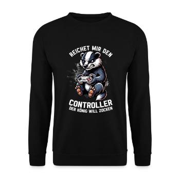 Il me tend la manette que le roi veut jouer - Sweat-shirt Unisexe - noir - Devant - Alina (178cm) & Michal (187cm)