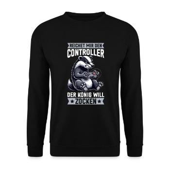 Il me tend la manette que le roi veut jouer - Sweat-shirt Unisexe - noir - Devant - Alina (178cm) & Michal (187cm)