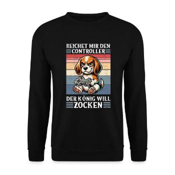 Il me tend la manette que le roi veut jouer - Sweat-shirt Unisexe - noir - Devant - Alina (178cm) & Michal (187cm)