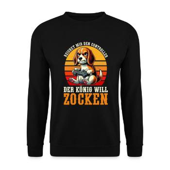 Il me tend la manette que le roi veut jouer - Sweat-shirt Unisexe - noir - Devant - Alina (178cm) & Michal (187cm)