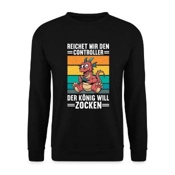 Il me tend la manette que le roi veut jouer - Sweat-shirt Unisexe - noir - Devant - Alina (178cm) & Michal (187cm)