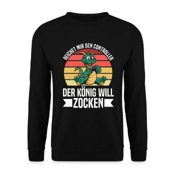 Il me tend la manette que le roi veut jouer - Sweat-shirt Unisexe - noir - Devant - Alina (178cm) & Michal (187cm)