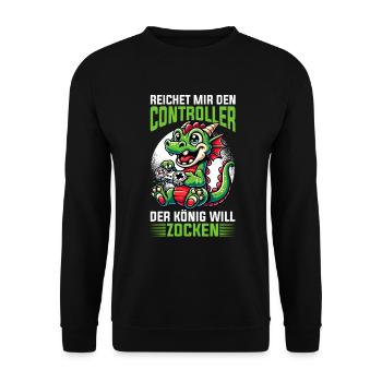 Il me tend la manette que le roi veut jouer - Sweat-shirt Unisexe - noir - Devant - Alina (178cm) & Michal (187cm)
