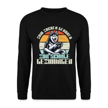 Born to gamble forced to school husky - Unisex Sweatshirt - black - Front - Alina (178cm) & Michal (187cm)