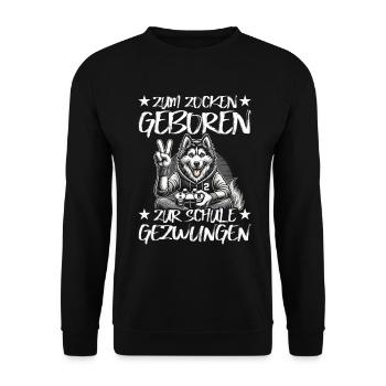 Born to gamble forced to school husky - Unisex Sweatshirt - black - Front - Alina (178cm) & Michal (187cm)