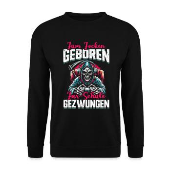 Né pour jouer, forcé d'aller à l'école, Grim Reaper - Sweat-shirt Unisexe - noir - Devant - Alina (178cm) & Michal (187cm)