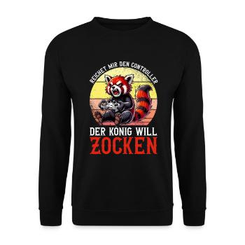 Reichet Mir Den Controller Der König Will Zocken - Unisex Pullover - Schwarz - Vorne - Alina (178cm) & Michal (187cm)