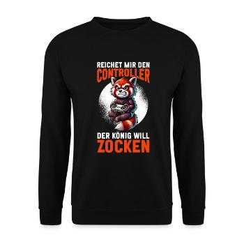 Reichet Mir Den Controller Der König Will Zocken - Unisex Pullover - Schwarz - Vorne - Alina (178cm) & Michal (187cm)