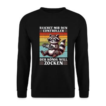 Il me tend la manette que le roi veut jouer - Sweat-shirt Unisexe - noir - Devant - Alina (178cm) & Michal (187cm)