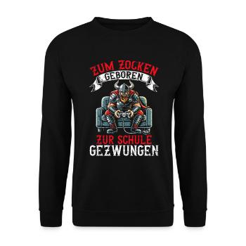 Nés pour jouer Forcés d’aller à l’école Les Vikings - Sweat-shirt Unisexe - noir - Devant - Alina (178cm) & Michal (187cm)