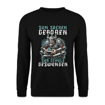 Nés pour jouer Forcés d’aller à l’école Les Vikings - Sweat-shirt Unisexe - noir - Devant - Alina (178cm) & Michal (187cm)