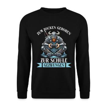 Nés pour jouer Forcés d’aller à l’école Les Vikings - Sweat-shirt Unisexe - noir - Devant - Alina (178cm) & Michal (187cm)