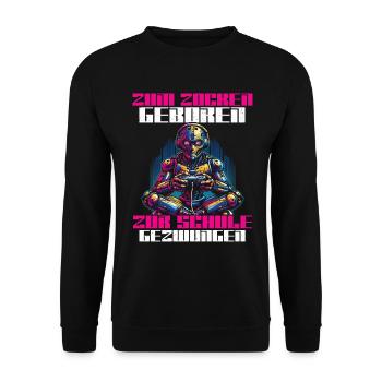 Nés pour jouer, forcés d’aller à l’école, les robots - Sweat-shirt Unisexe - noir - Devant - Alina (178cm) & Michal (187cm)
