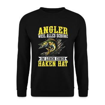 Angler Fishing Rod Funny Fisherman Hobby Fisherman - Unisex Sweatshirt - black - Front - Alina (178cm) & Michal (187cm)