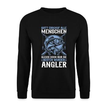 Angler Fishing Rod Funny Fisherman Hobby Fisherman - Unisex Sweatshirt - black - Front - Alina (178cm) & Michal (187cm)