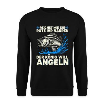 Angler Fishing Rod Funny Fisherman Hobby Fisherman - Unisex Sweatshirt - black - Front - Alina (178cm) & Michal (187cm)