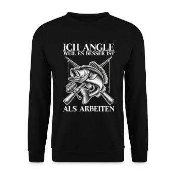Angler Fishing Rod Funny Fisherman Hobby Fisherman - Unisex Sweatshirt - black - Front - Alina (178cm) & Michal (187cm)