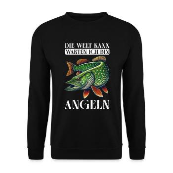 Angler Fishing Rod Funny Fisherman Hobby Fisherman - Unisex Sweatshirt - black - Front - Alina (178cm) & Michal (187cm)