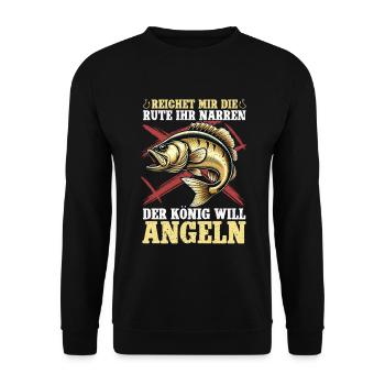 Angler Fishing Rod Funny Fisherman Hobby Fisherman - Unisex Sweatshirt - black - Front - Alina (178cm) & Michal (187cm)