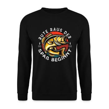Angler Fishing Rod Funny Fisherman Hobby Fisherman - Unisex Sweatshirt - black - Front - Alina (178cm) & Michal (187cm)