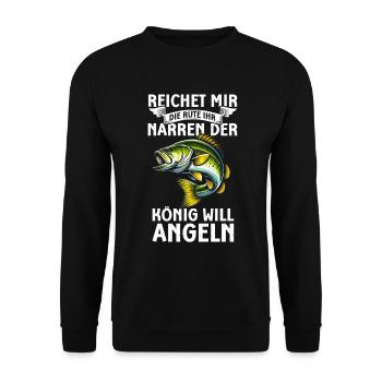 Angler Fishing Rod Funny Fisherman Hobby Fisherman - Unisex Sweatshirt - black - Front - Alina (178cm) & Michal (187cm)