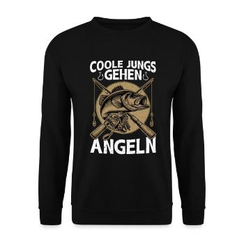 Angler Fishing Rod Funny Fisherman Hobby Fisherman - Unisex Sweatshirt - black - Front - Alina (178cm) & Michal (187cm)