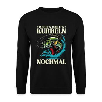 Angler Fishing Rod Funny Fisherman Hobby Fisherman - Unisex Sweatshirt - black - Front - Alina (178cm) & Michal (187cm)