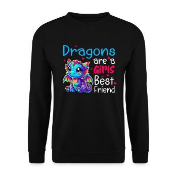 Dragon Créatures Dragon Médiéval - Sweat-shirt Unisexe - noir - Devant - Alina (178cm) & Michal (187cm)