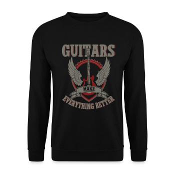 Bassiste, Guitariste, Guitare électrique - Sweat-shirt Unisexe - noir - Devant - Alina (178cm) & Michal (187cm)