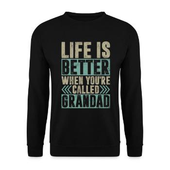 Grand-père Grand-père Pops Grand-parent - Sweat-shirt Unisexe - noir - Devant - Alina (178cm) & Michal (187cm)