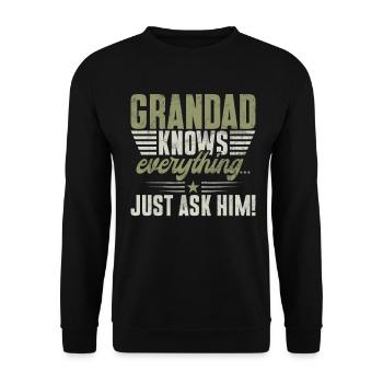 Grand-père Grand-père Pops Grand-parent - Sweat-shirt Unisexe - noir - Devant - Alina (178cm) & Michal (187cm)