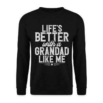 Grand-père Grand-père Pops Grand-parent - Sweat-shirt Unisexe - noir - Devant - Alina (178cm) & Michal (187cm)