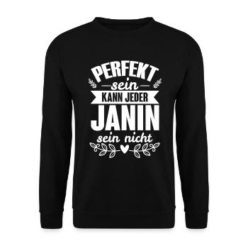 Janin - Perfekt Sein Kann Jeder Janin Sein Nicht - Unisex Pullover - Schwarz - Vorne - Alina (178cm) & Michal (187cm)