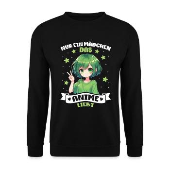 Juste une fille qui aime les mangas Kawaii animés - Sweat-shirt Unisexe - noir - Devant - Alina (178cm) & Michal (187cm)