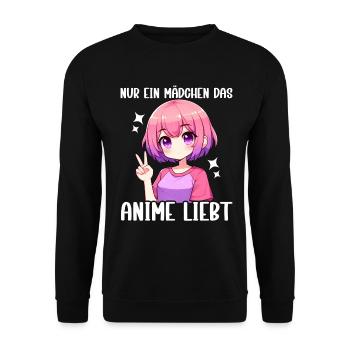 Juste une fille qui aime les mangas Kawaii animés - Sweat-shirt Unisexe - noir - Devant - Alina (178cm) & Michal (187cm)