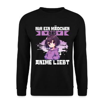 Juste une fille qui aime les mangas Kawaii animés - Sweat-shirt Unisexe - noir - Devant - Alina (178cm) & Michal (187cm)