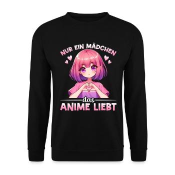 Juste une fille qui aime les mangas Kawaii animés - Sweat-shirt Unisexe - noir - Devant - Alina (178cm) & Michal (187cm)