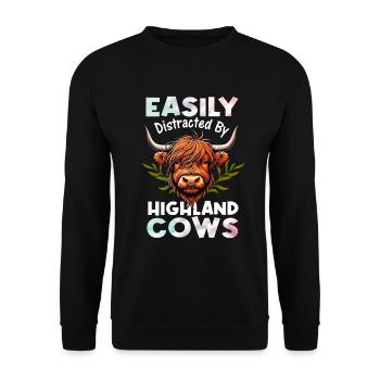 Scottish Highland Cow Scotland Farm - Unisex Sweatshirt - black - Front - Alina (178cm) & Michal (187cm)