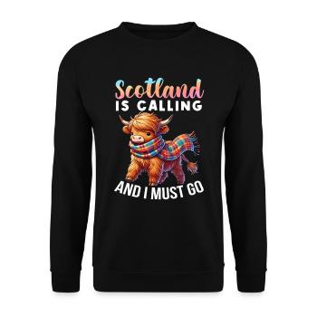 Scottish Highland Cow Scotland Farm - Unisex Sweatshirt - black - Front - Alina (178cm) & Michal (187cm)