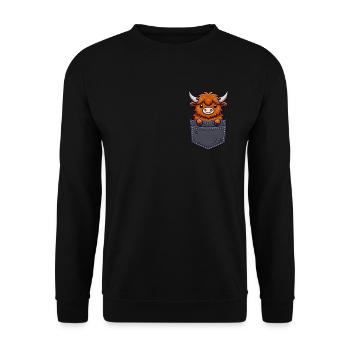 Scottish Highland Cow Scotland Farm - Unisex Sweatshirt - black - Front - Alina (178cm) & Michal (187cm)