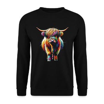 Schottische Highland Cow Scotland Farm - Unisex Pullover - Schwarz - Vorne - Alina (178cm) & Michal (187cm)