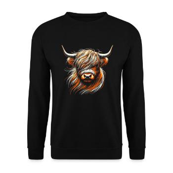 Scottish Highland Cow Scotland Farm - Unisex Sweatshirt - black - Front - Alina (178cm) & Michal (187cm)